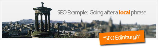 in this example illustration we're targeting phrases centered around seo edinburgh